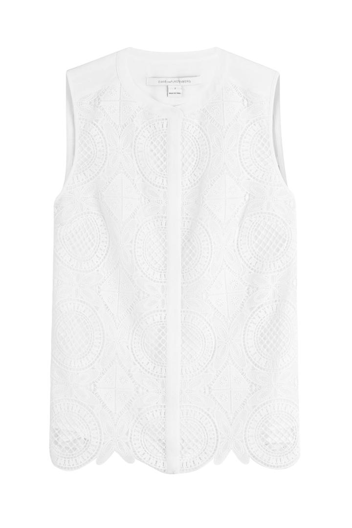 Diane Von Furstenberg Diane Von Furstenberg Lace Crochet Sleeveless Top
