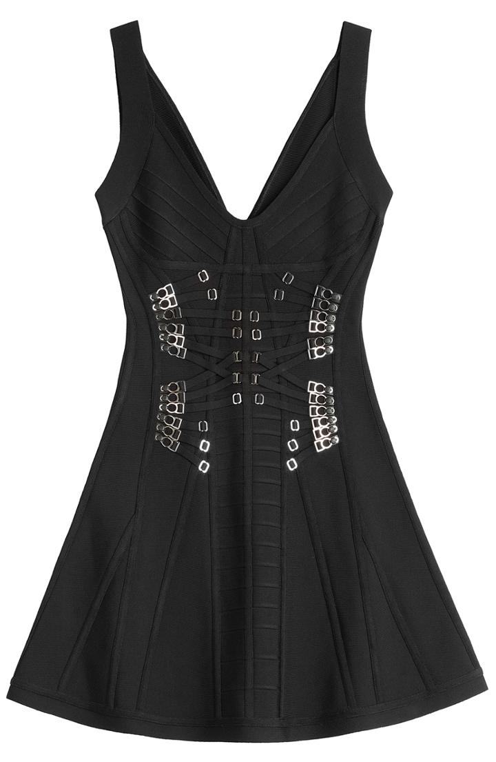 Herv L Ger Marissa Bandage Dress With Corset Detail