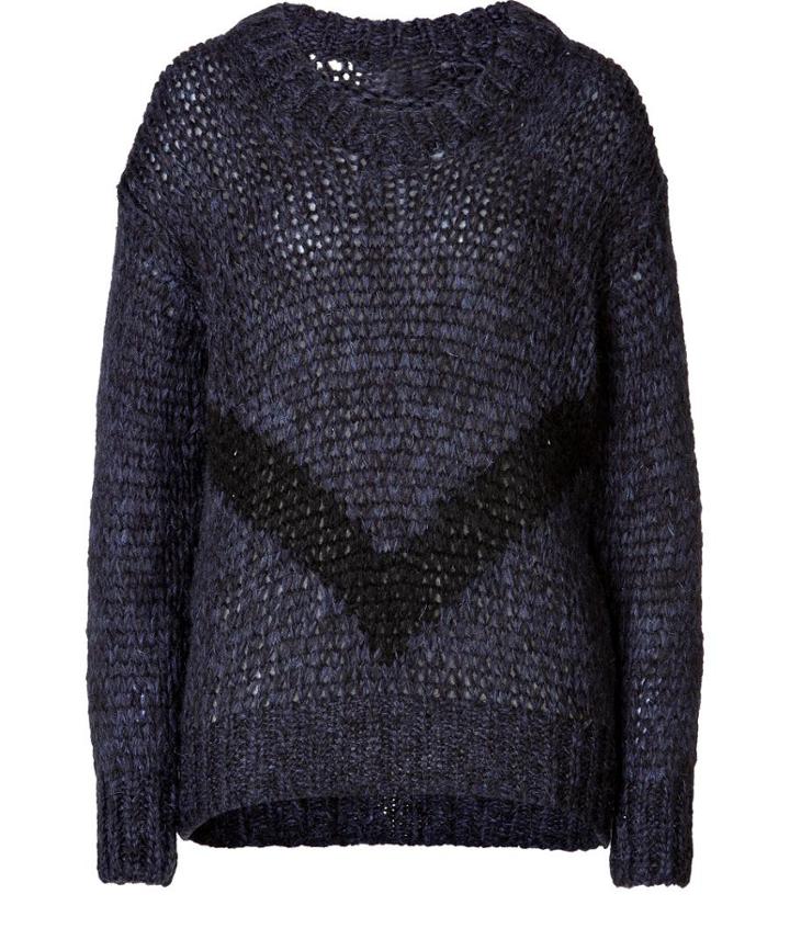 Faith Connexion Chunky Knit Pullover In Navy With Black