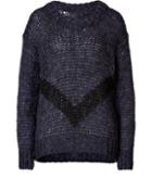 Faith Connexion Chunky Knit Pullover In Navy With Black