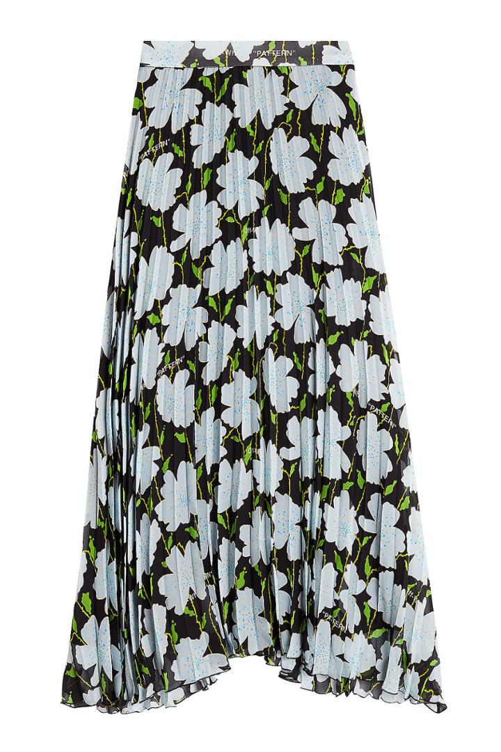 Off-white Off-white Pleated Print Skirt In Silk