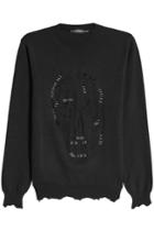 Alexander Mcqueen Alexander Mcqueen Distressed And Embellished Wool And Cashmere Pullover