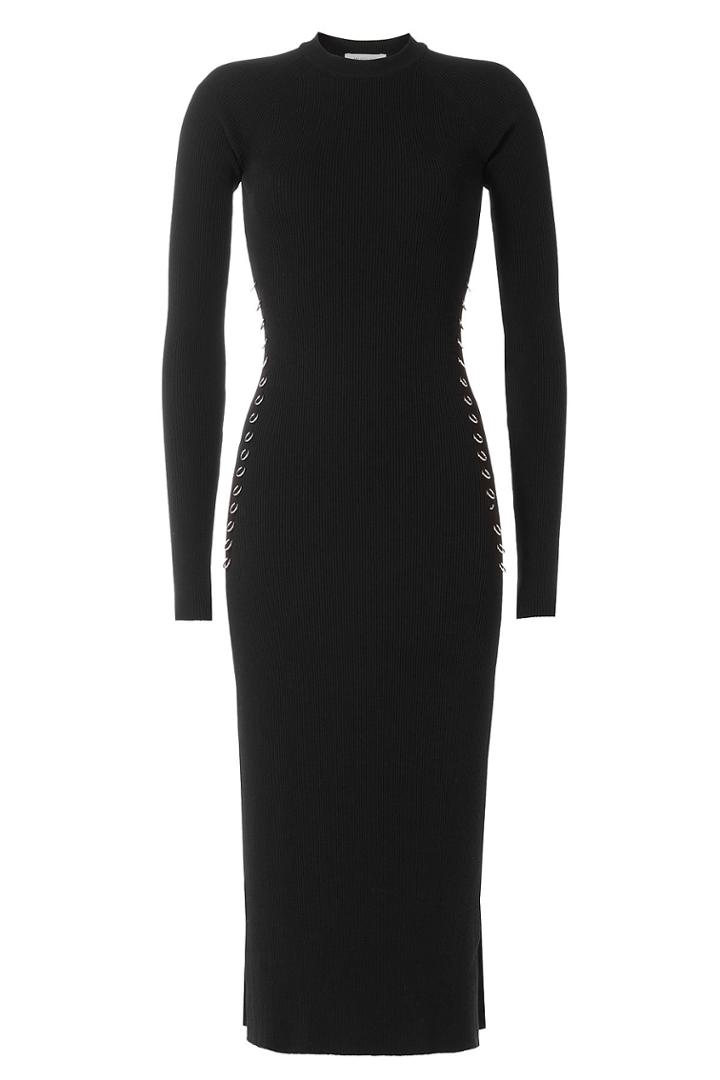 Mugler Mugler Ribbed Knit Dress With Ring Embellishment