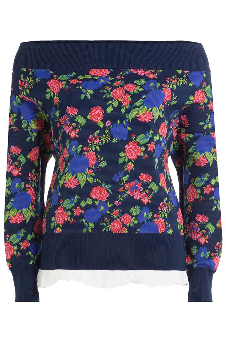 Msgm Msgm Printed Knit Pullover With Bardot Neckline