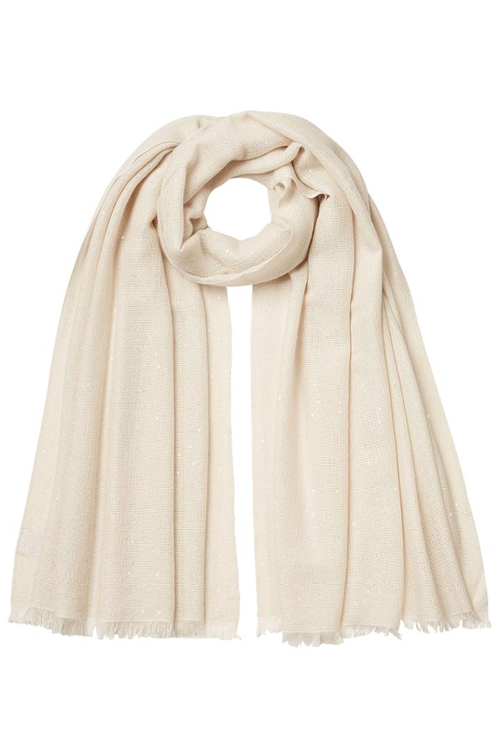 Brunello Cucinelli Brunello Cucinelli Sequin Embellished Cashmere-silk Scarf - Beige