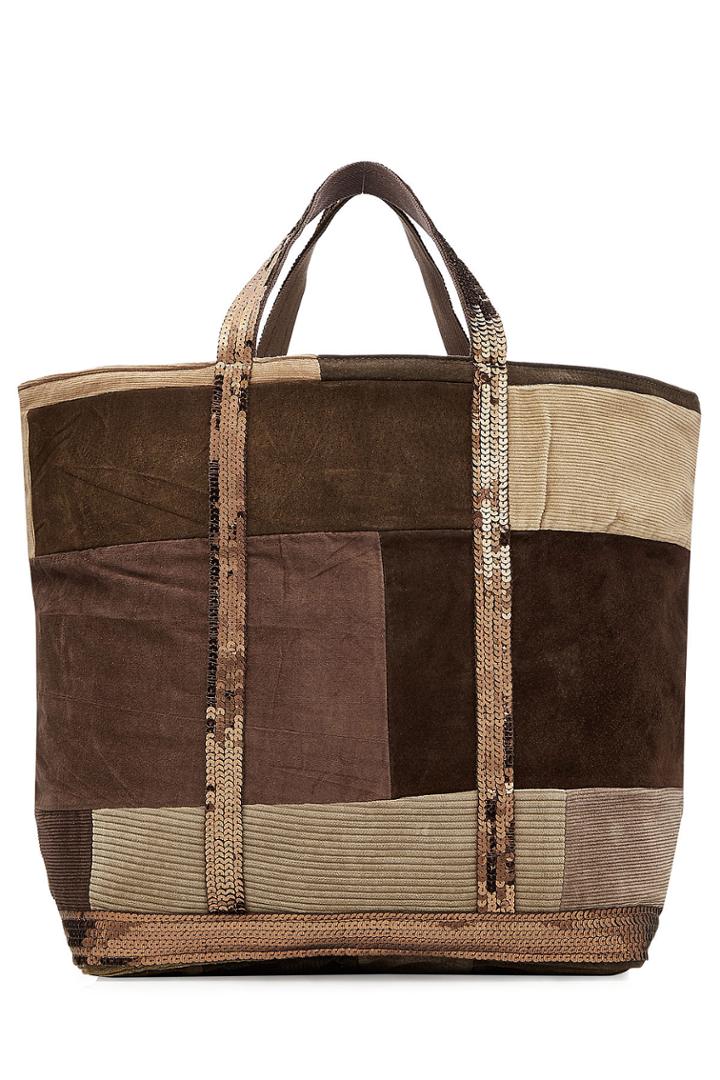 Vanessa Bruno Vanessa Bruno Cotton And Suede Tote With Sequins - Brown