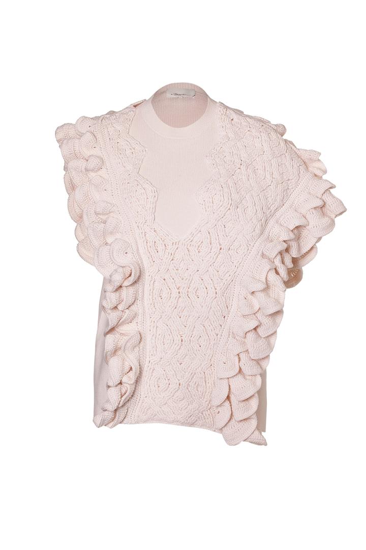 3.1 Phillip Lim 3.1 Phillip Lim Asymmetric Ruffle Knit Top - White
