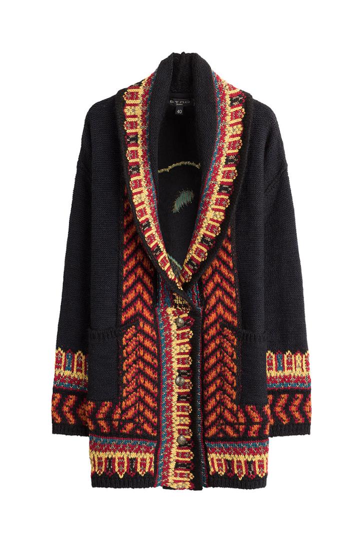 Etro Etro Wool Blend Knit Cardigan With Metallic Thread