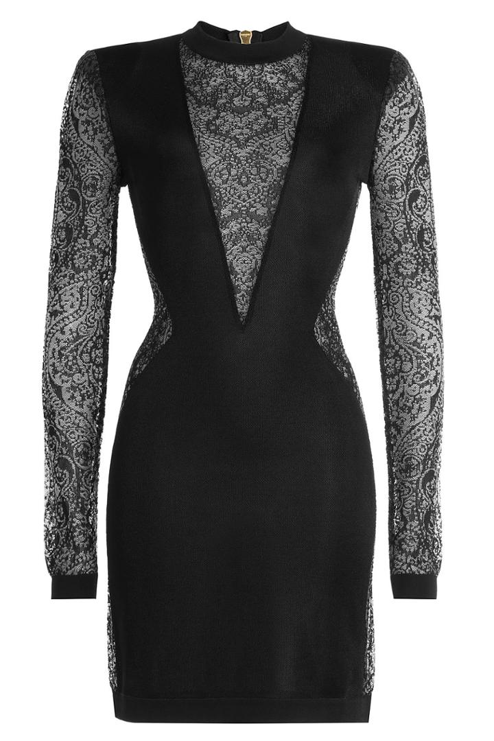 Balmain Balmain Mini Dress With Lace - Black