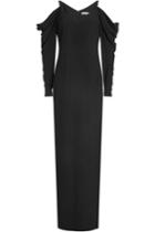 Halston Heritage Halston Heritage Floor Length Gown With Cold Shoulders And Draped Sleeves