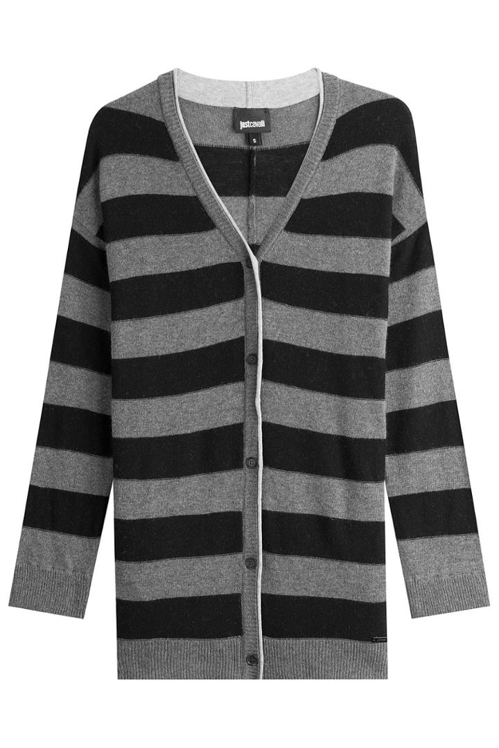 Just Cavalli Just Cavalli Striped Cardigan With Wool And Cashmere - Black