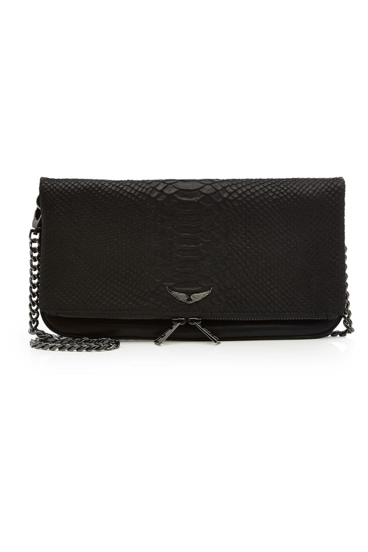 Zadig & Voltaire Zadig & Voltaire Rock Savage Embossed Leather Shoulder Bag