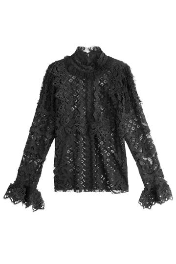 Anna Sui Anna Sui Lace Blouse With Ruffle Trim