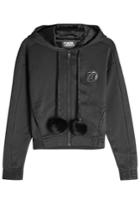 Karl Lagerfeld Karl Lagerfeld Zipped Hoody With Fur Pom-poms - Black