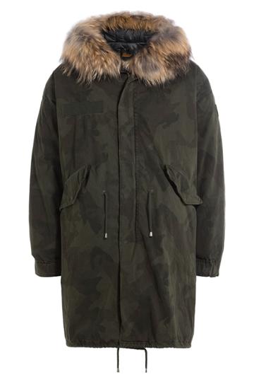 Barbed Barbed Printed Cotton Parka With Fur-trimmed Hood