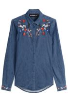 The Kooples The Kooples Denim Shirt With Embroidery - Blue
