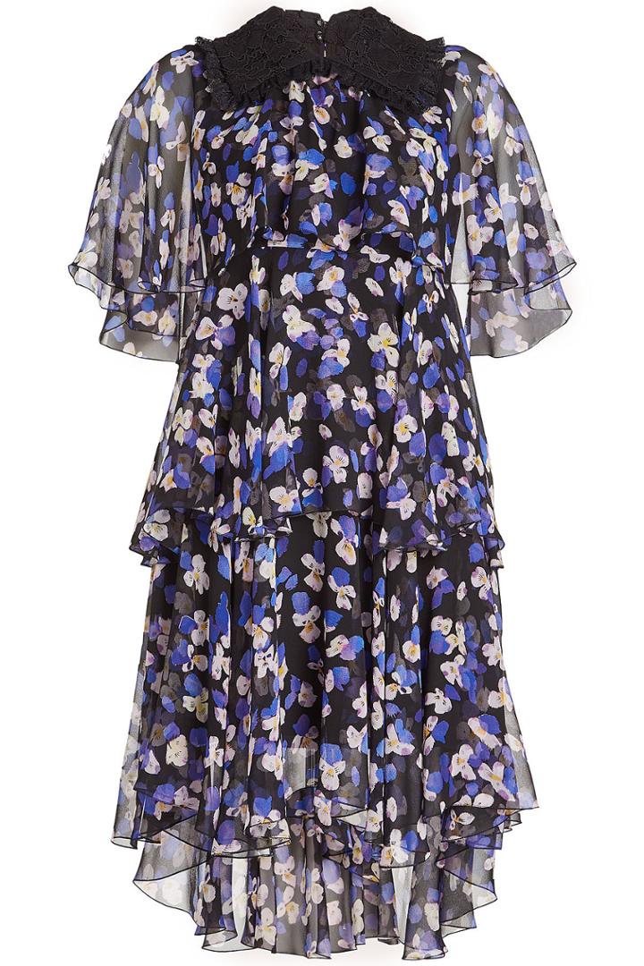 Philosophy Di Lorenzo Serafini Philosophy Di Lorenzo Serafini Printed Silk Chiffon Dress With Ruffles