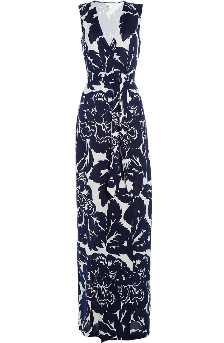 Diane Von Furstenberg Printed Silk Wrap Maxi-dress