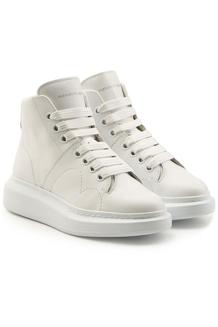 Alexander Mcqueen Alexander Mcqueen Leather High Top Sneakers With Platform