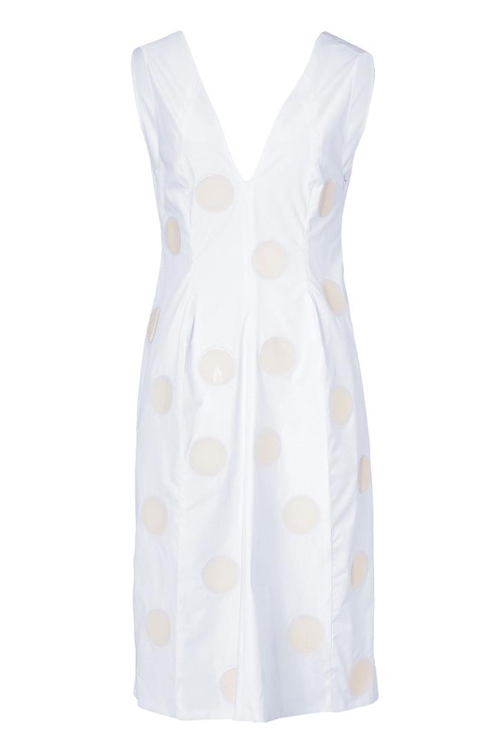 Jil Sander Jil Sander White Stretch Cotton Dress With Dot Appliqué - White