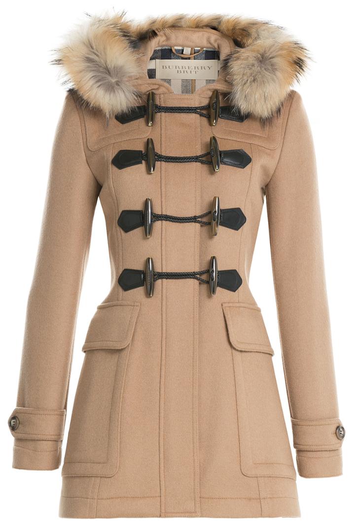 Burberry Brit Burberry Brit Blackwell Wool Duffle Coat With Fur - Camel