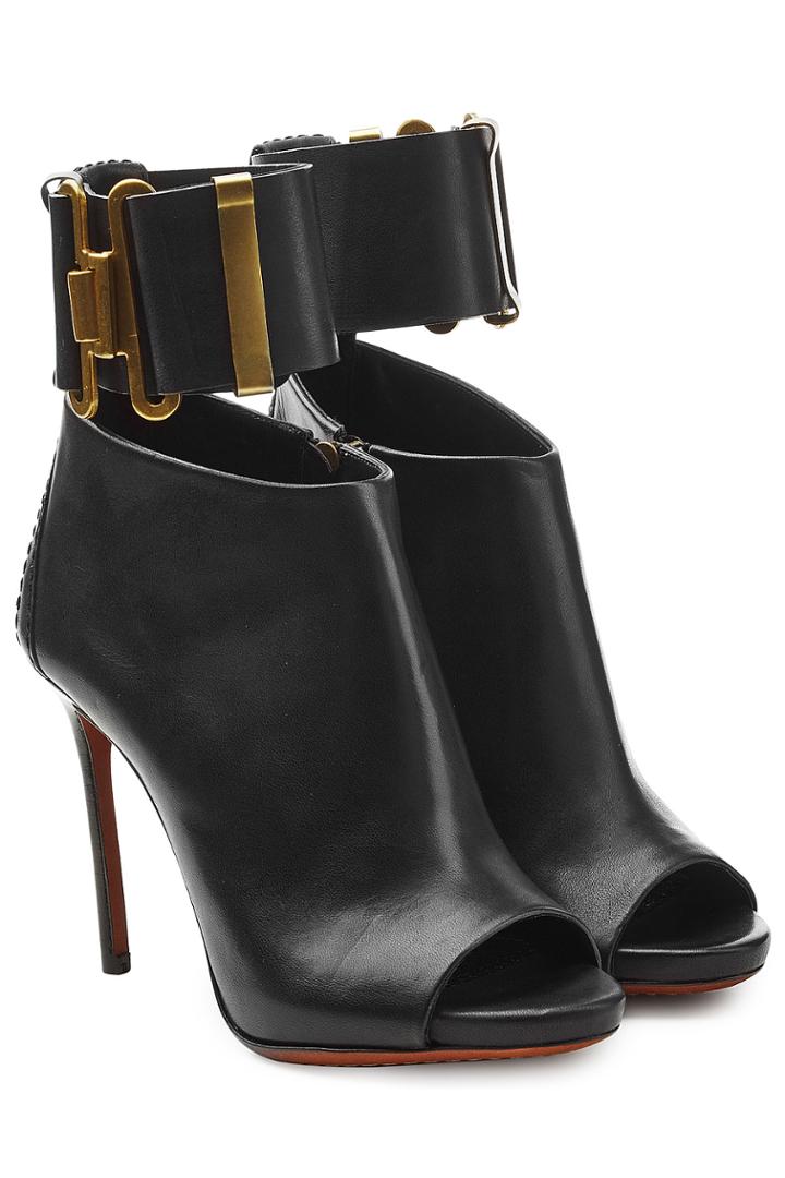Dsquared2 Dsquared2 Leather Open Toe Ankle Boots With Cuff - Black