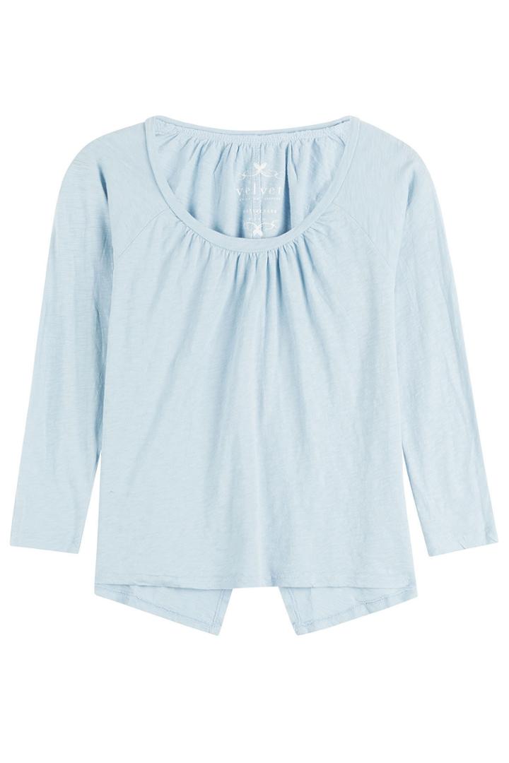 Velvet Velvet Cotton Top With Slit At Back - Blue
