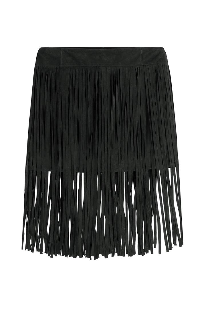 Mcq Alexander Mcqueen Mcq Alexander Mcqueen Fringed Suede Mini Skirt - Black