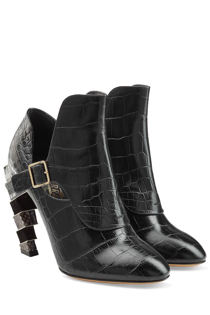 Salvatore Ferragamo Salvatore Ferragamo Embossed Leather Ankle Boots