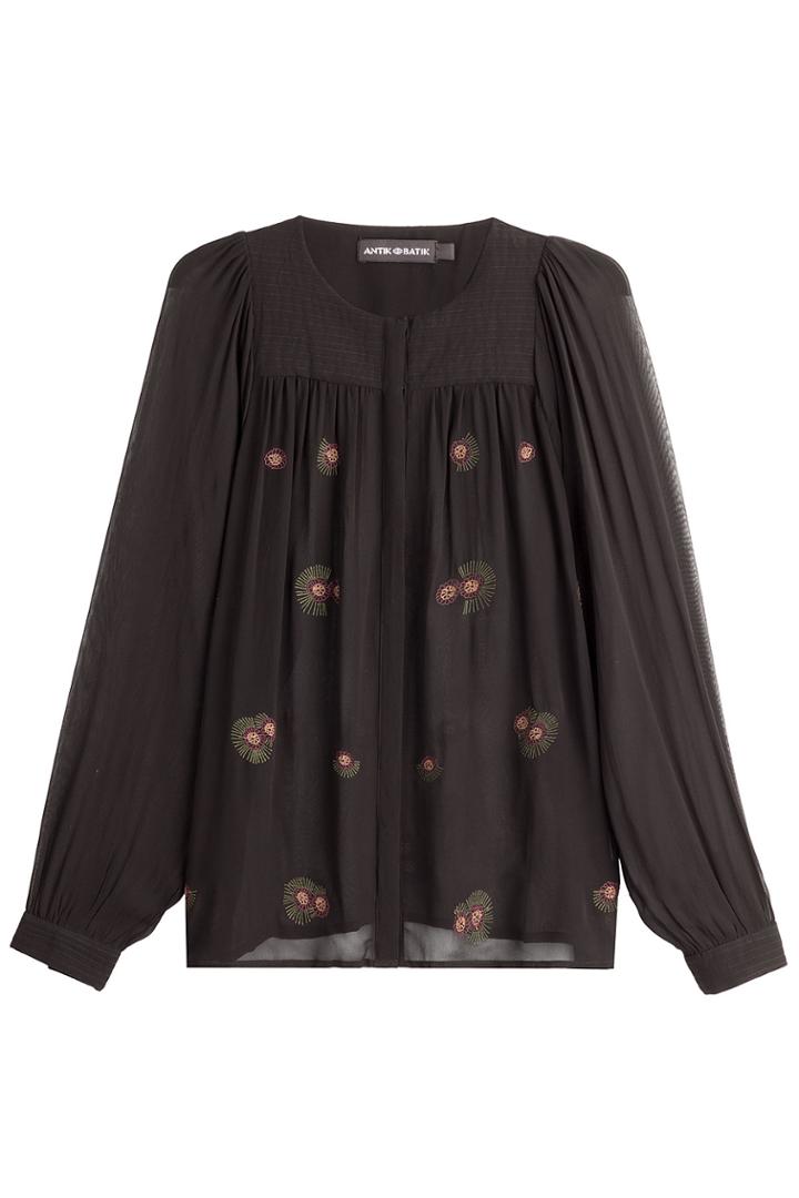 Antik Batik Antik Batik Embroidered Chiffon Blouse - Black