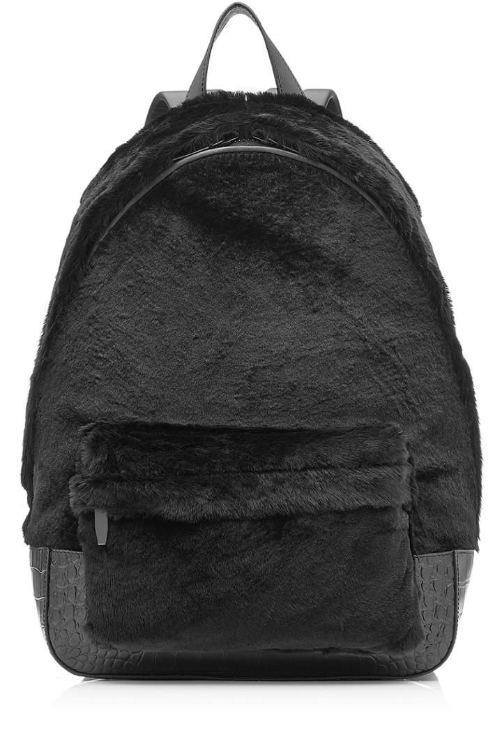 Alexander Wang Alexander Wang Leather Backpack With Fur - Black
