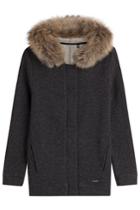 Woolrich Woolrich Cardigan With Wool And Cotton And A Fur-trimmed Hood - Grey