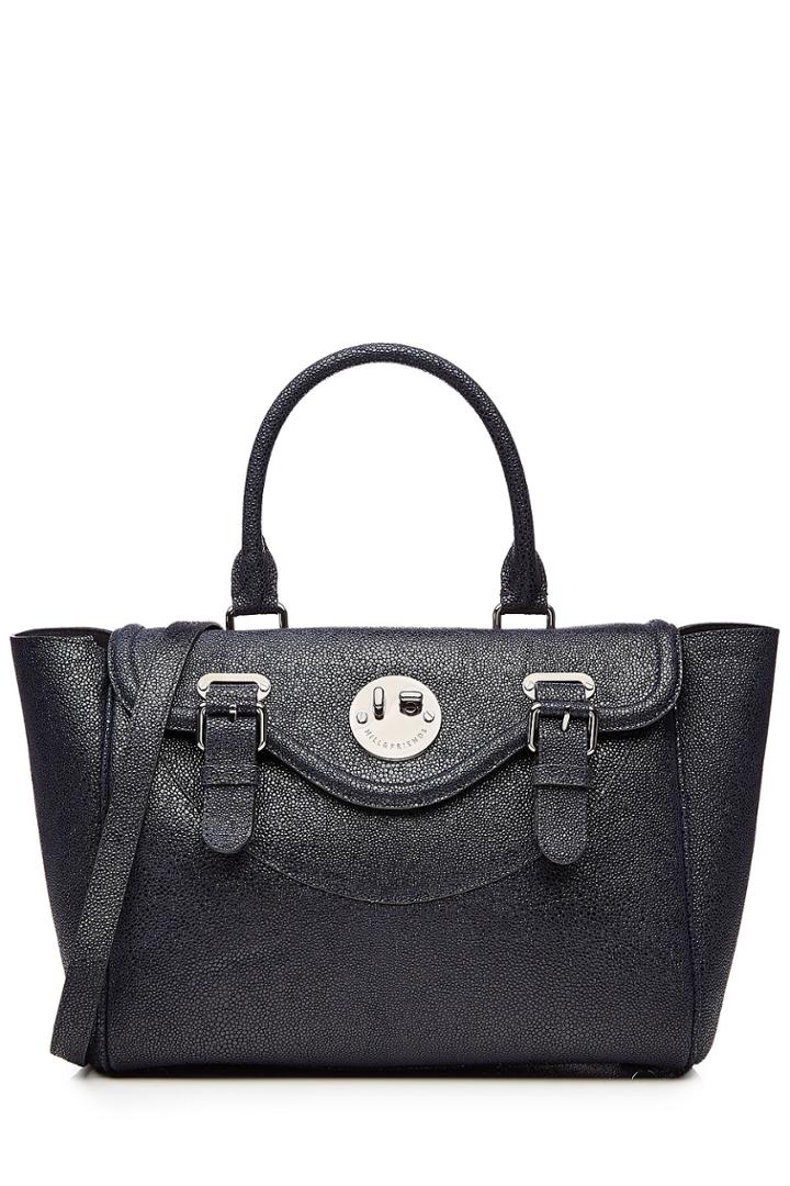Hill & Friends Hill & Friends Happy Satchel Textured Leather Tote - Blue