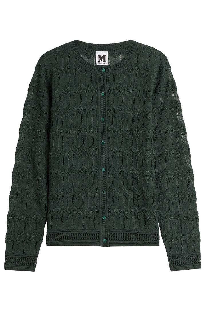 M Missoni M Missoni Textured Wool-blend Cardigan - Green