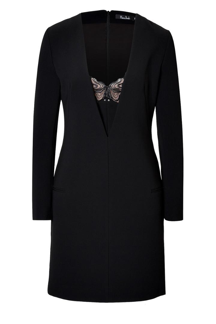 Marios Schwab Marios Schwab Long Sleeve Dress With Lace Inset
