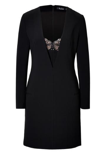 Marios Schwab Marios Schwab Long Sleeve Dress With Lace Inset