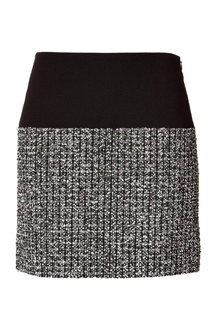 Bouchra Jarrar Wool-cotton Skirt With Tweed Panel