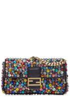 Fendi Fendi Embellished Leather Micro Baguette Shoulder Bag