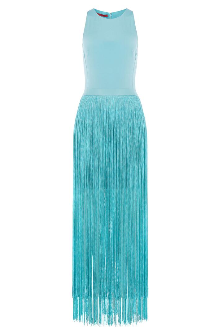 Tamara Mellon Tamara Mellon Silk Dress With Fringed Skirt