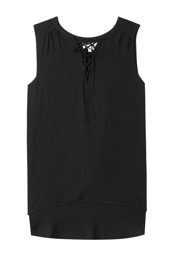 Velvet Velvet Leonna Top With Lace-up Front - Black