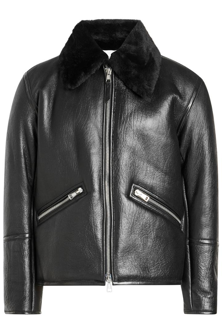 Our Legacy Our Legacy Leather Jacket With Shearling Collar