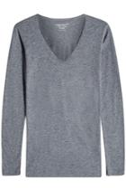 Majestic Majestic V-neck Top In Cotton And Cashmere
