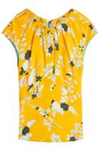 Diane Von Furstenberg Diane Von Furstenberg Printed Silk Ruched Neck Shell