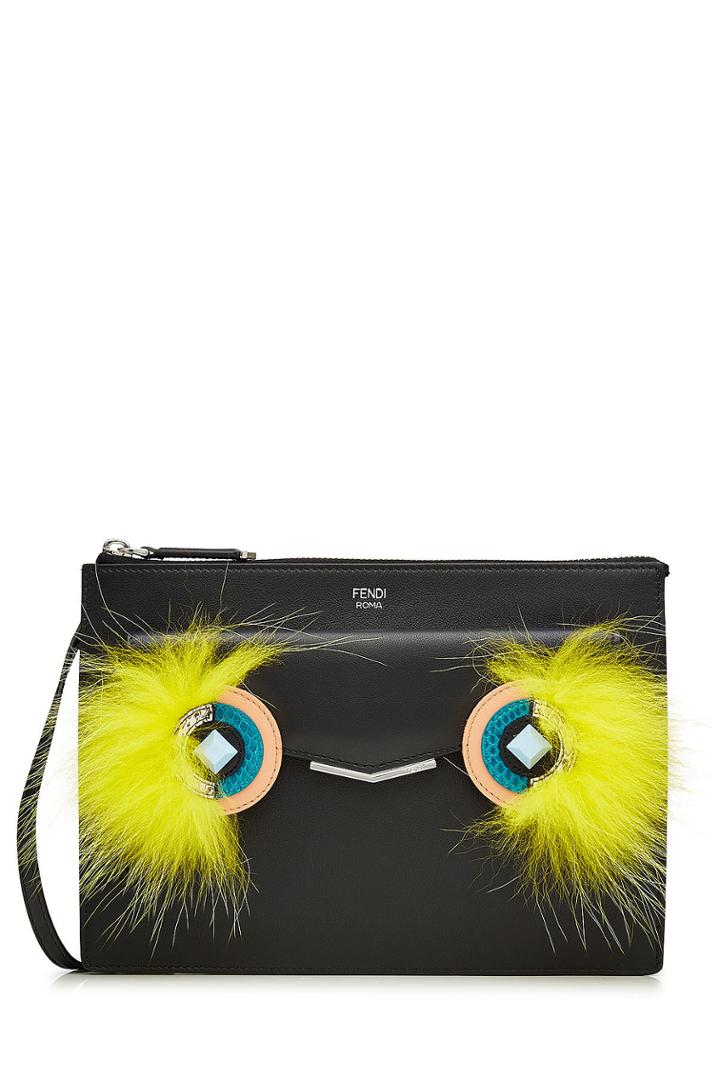 Fendi Fendi 2jours Leather Shoulder Bag With Fox Fur