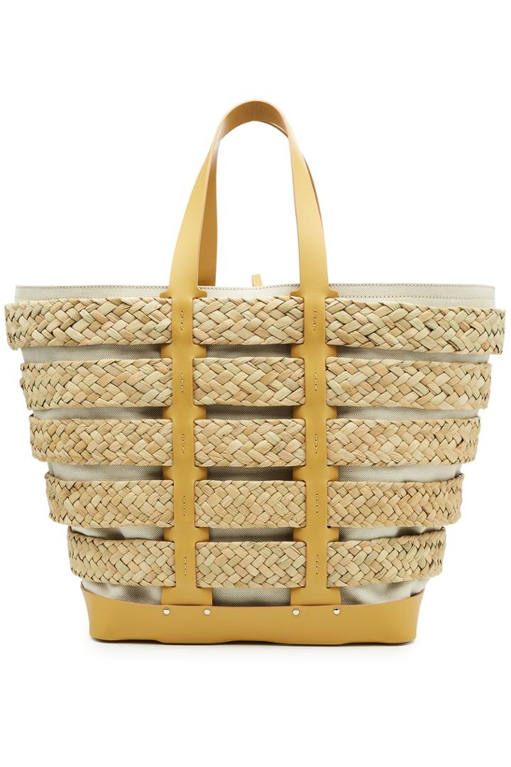Paco Rabanne Paco Rabanne Cage East West Straw Tote With Cotton