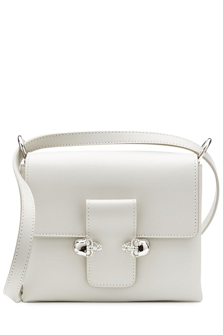 Alexander Mcqueen Alexander Mcqueen Leather Twin Skull Chain Satchel - Grey