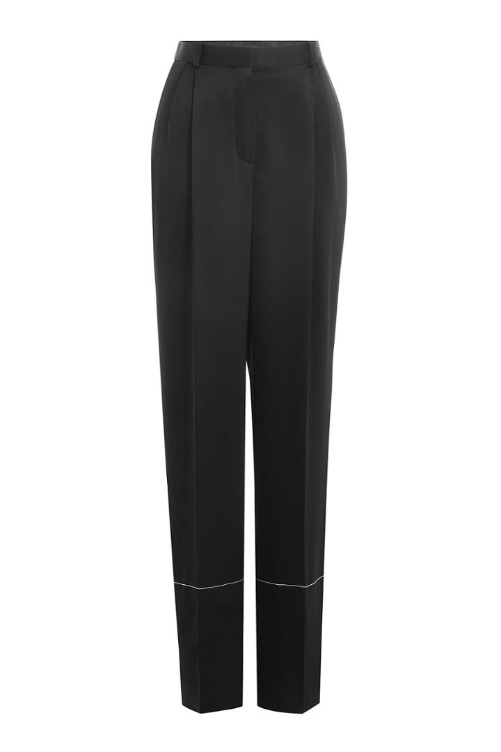Sonia Rykiel Sonia Rykiel Crepe Wide Leg Pants With Contrast Stripe - Black