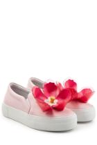 Joshua Sanders Joshua Sanders Platform Leather Slip On Sneakers With Flower - Pink