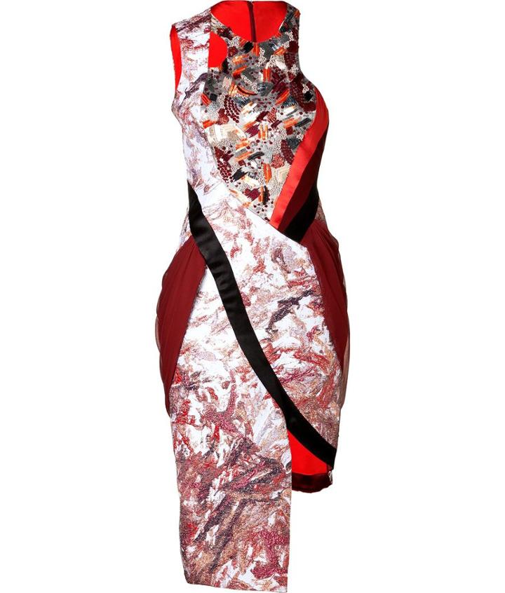 Prabal Gurung Mixed Media Jacquard Dress