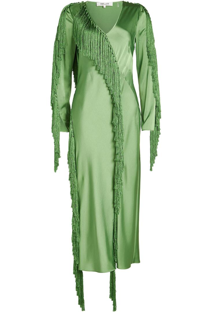 Diane Von Furstenberg Diane Von Furstenberg Satin Dress With Fringe